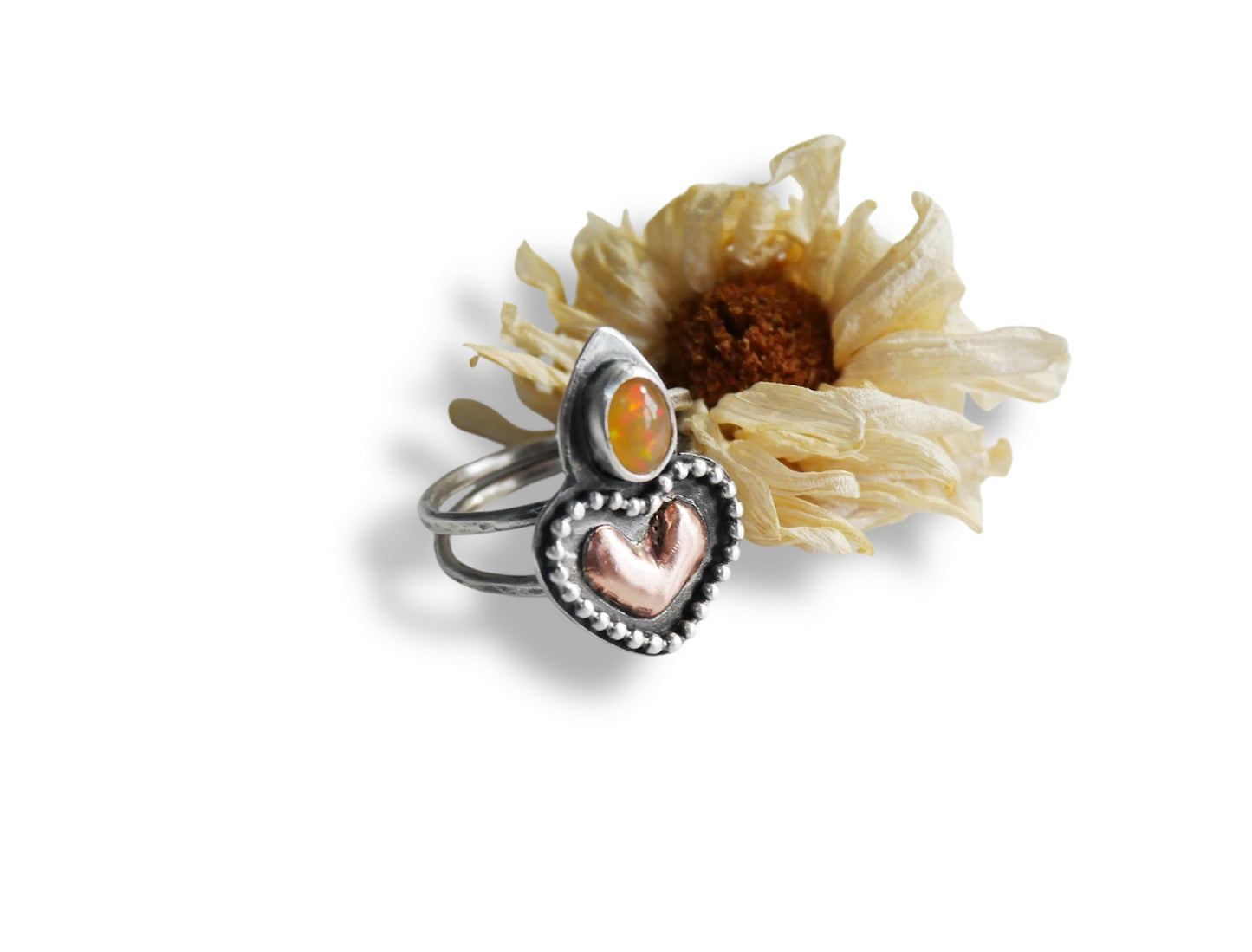 Heart and Opal ring