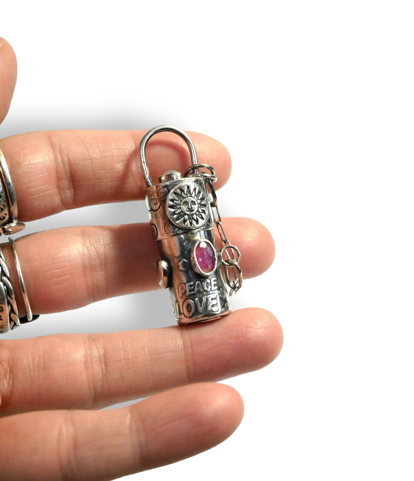 Peace and love bottle pendant