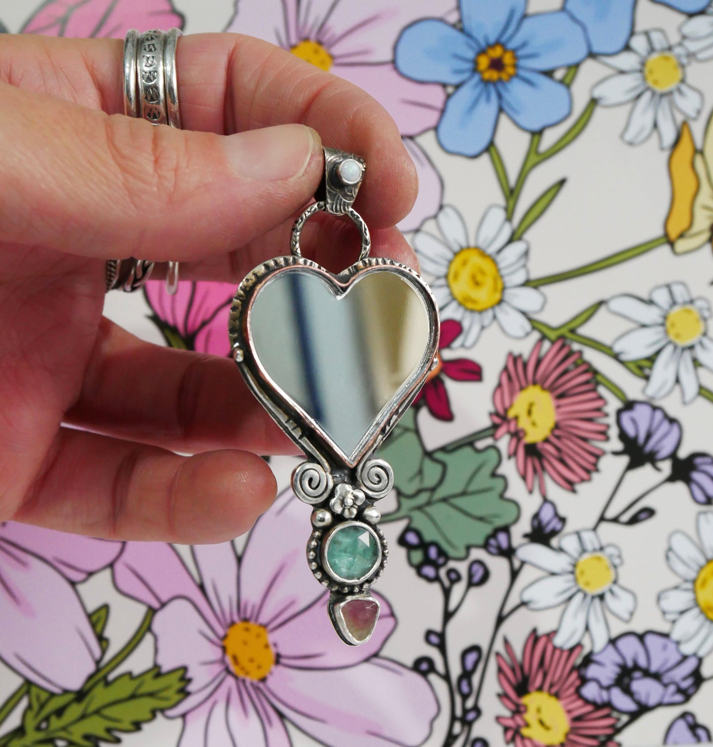 Heart mirror pendant