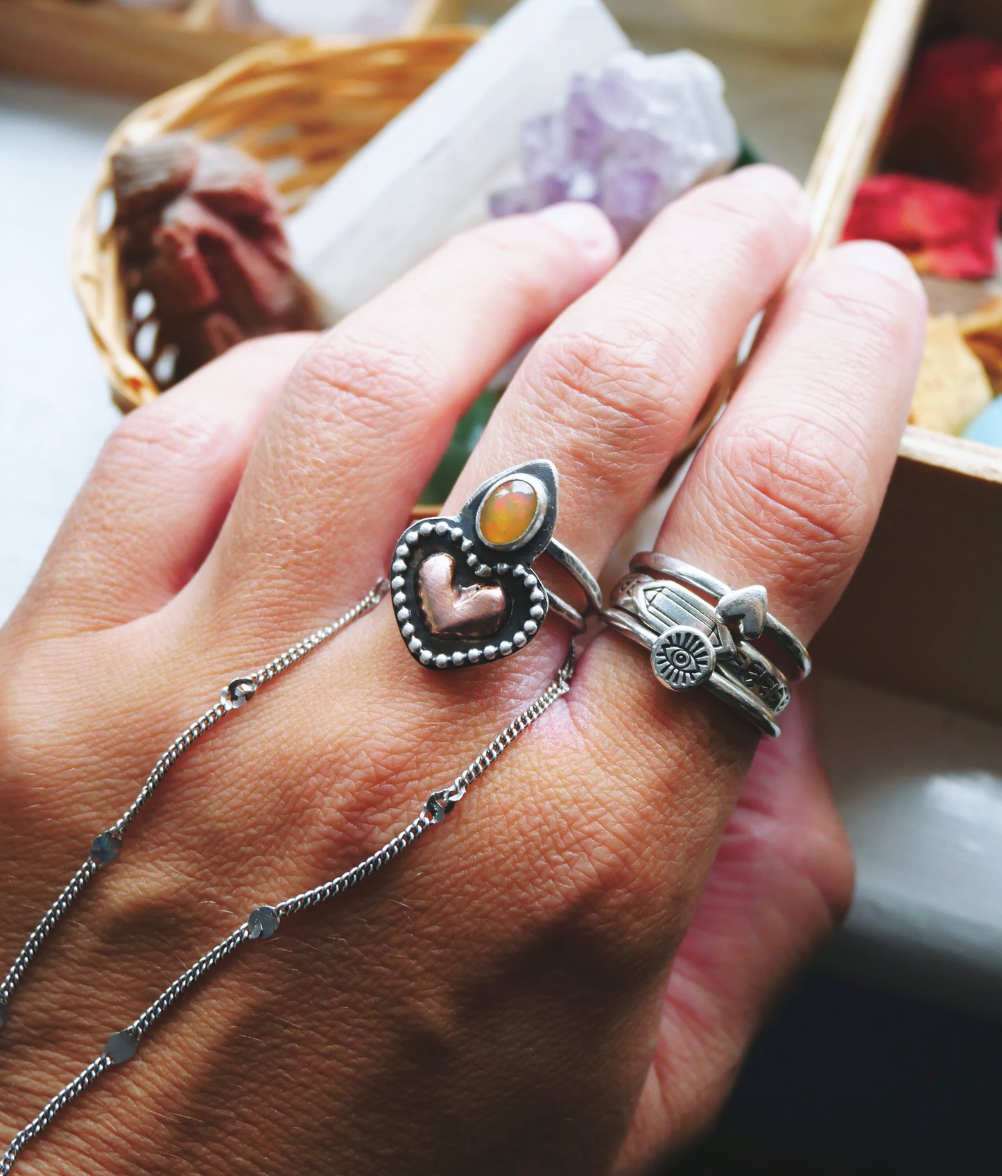 Heart and Opal ring