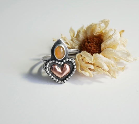 Heart and Opal ring