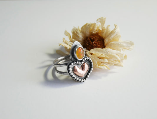 Heart and Opal ring