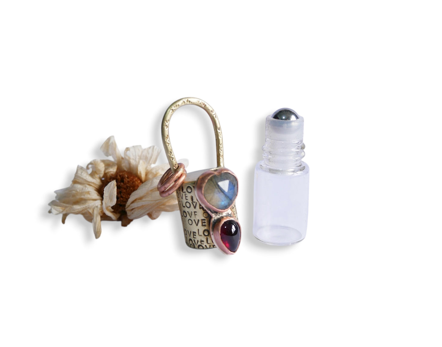 Brass and copper roller pendant