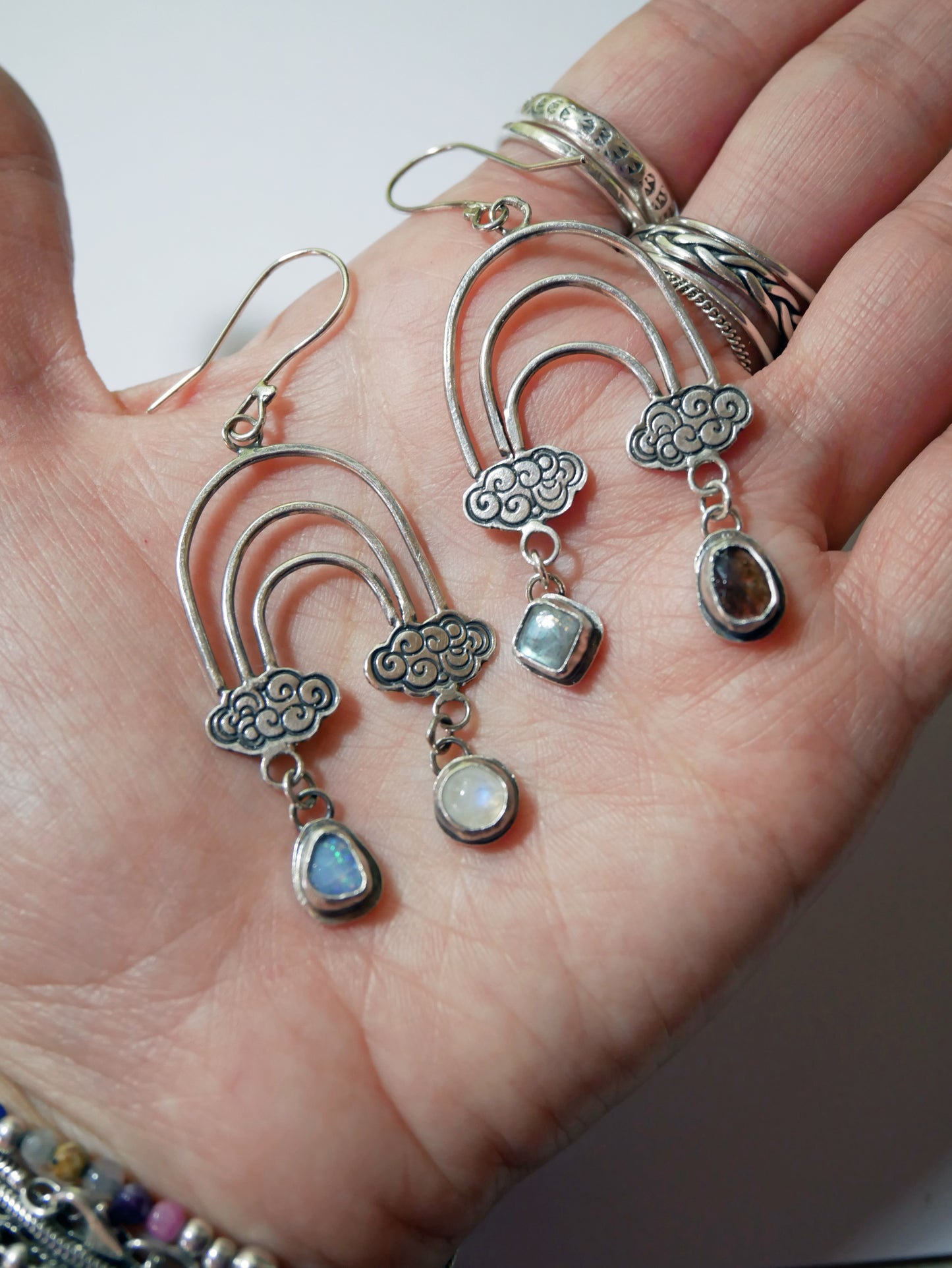 Rainbow clouds earrings