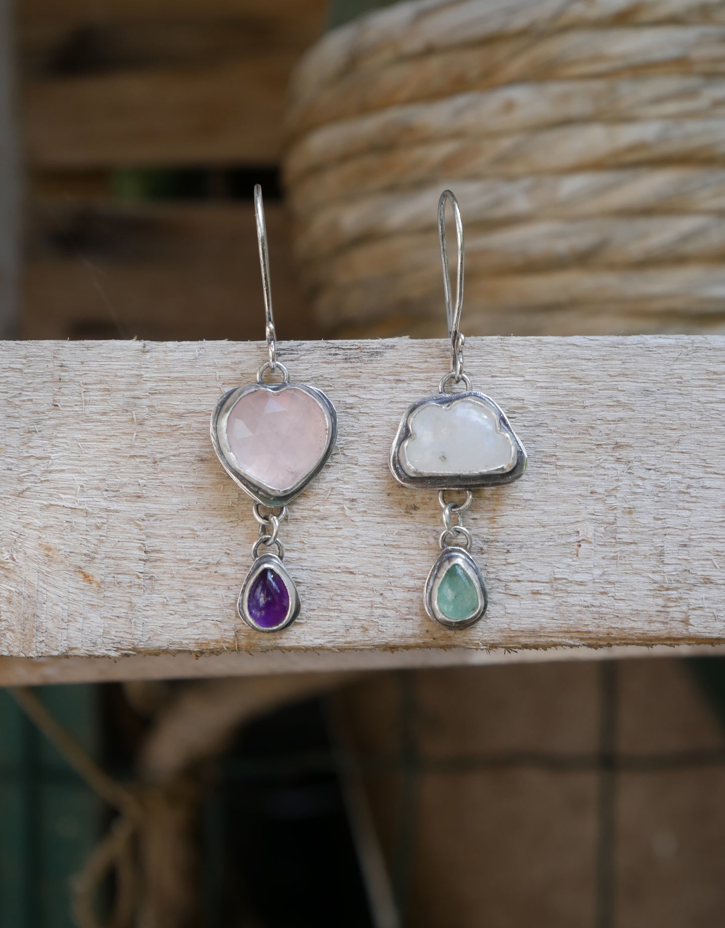 Heart and cloud earrings