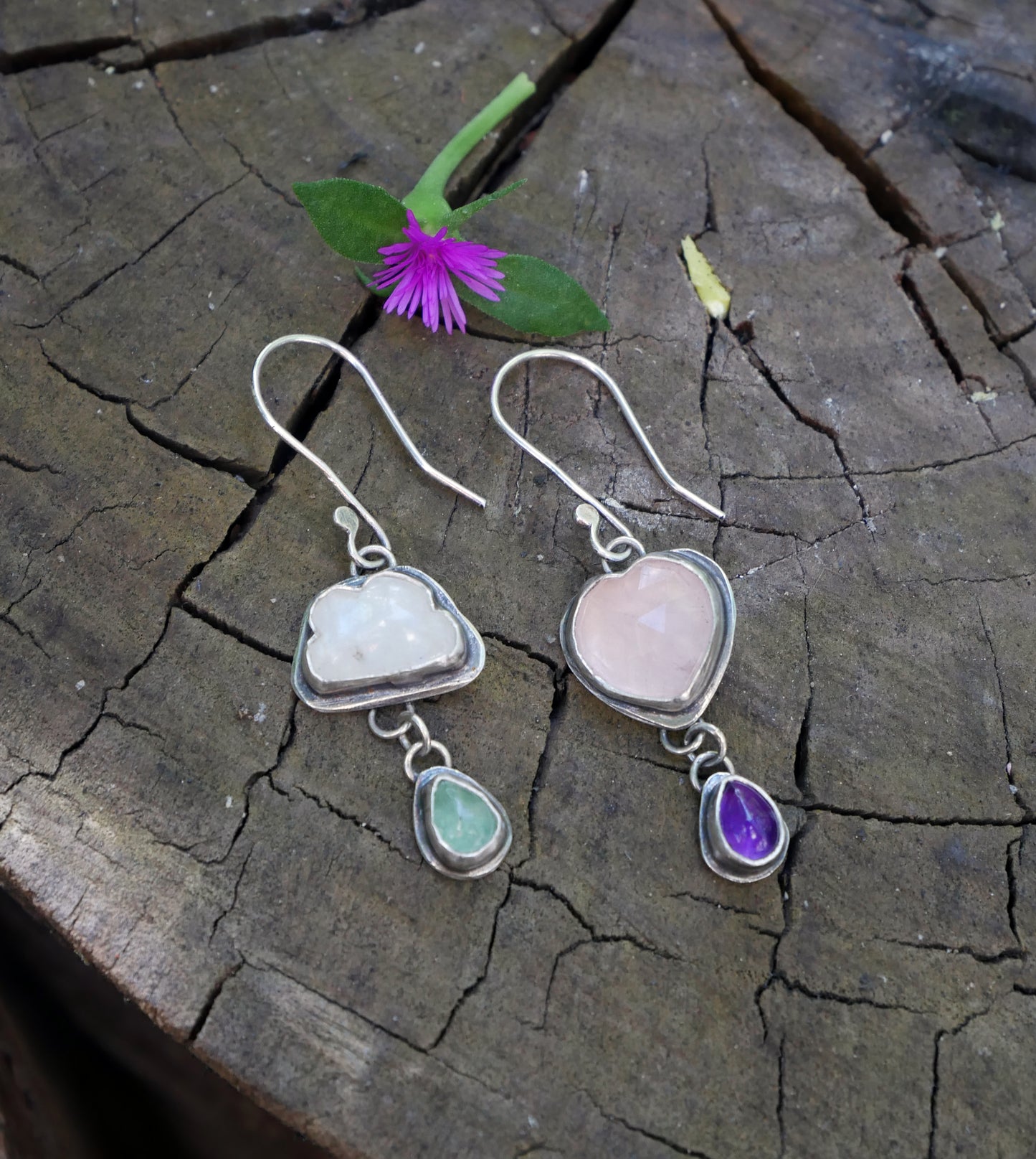 Heart and cloud earrings