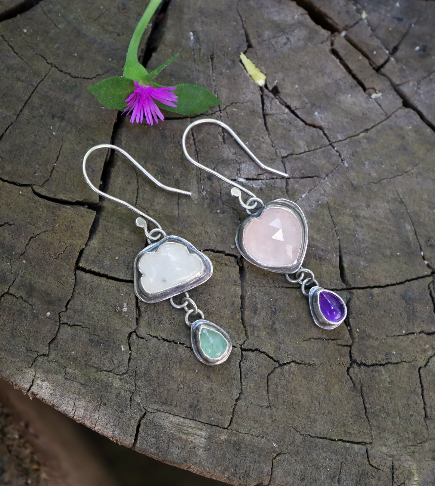 Heart and cloud earrings