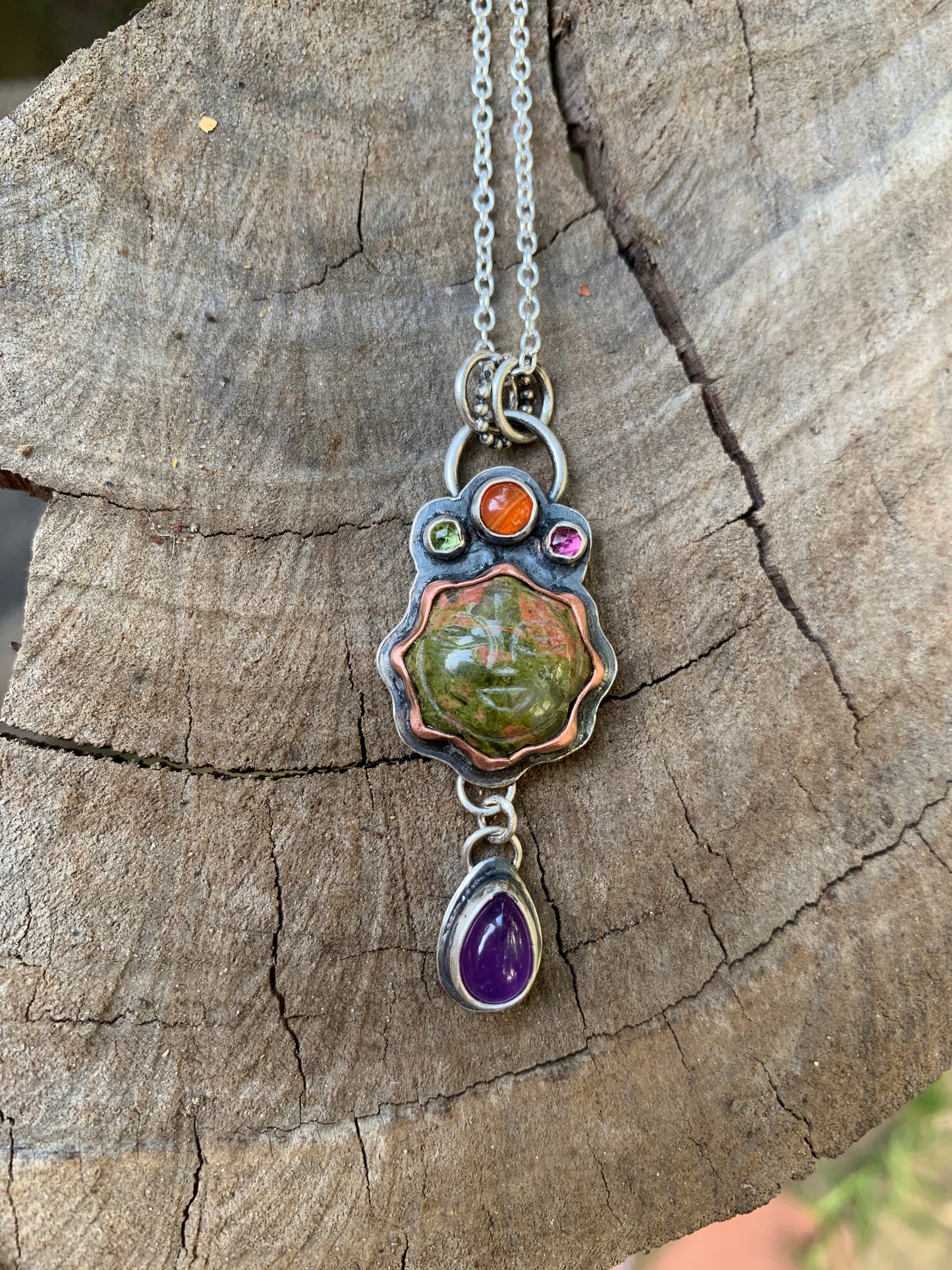 Unakite sun pendant