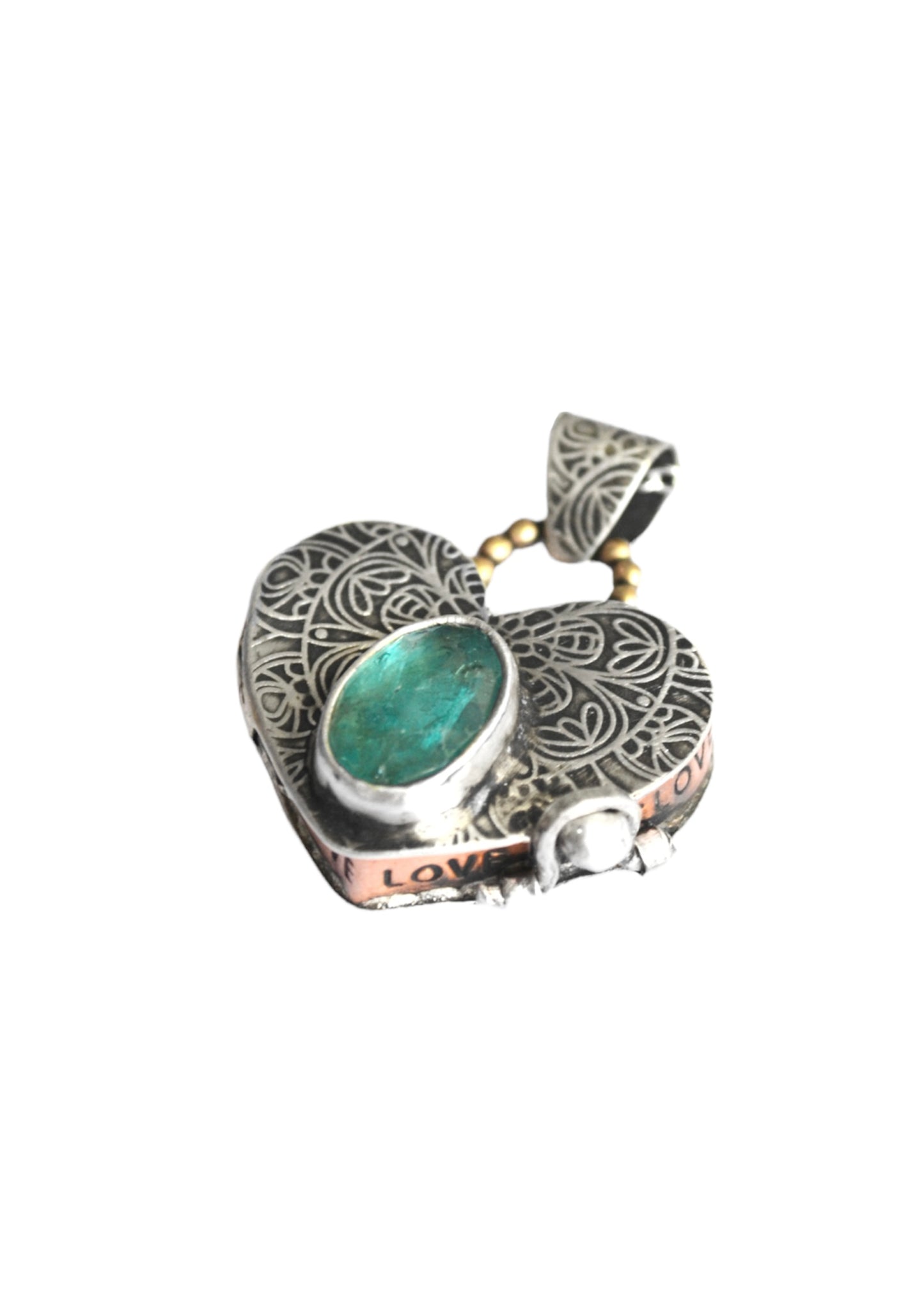 Heart locket with Apatite