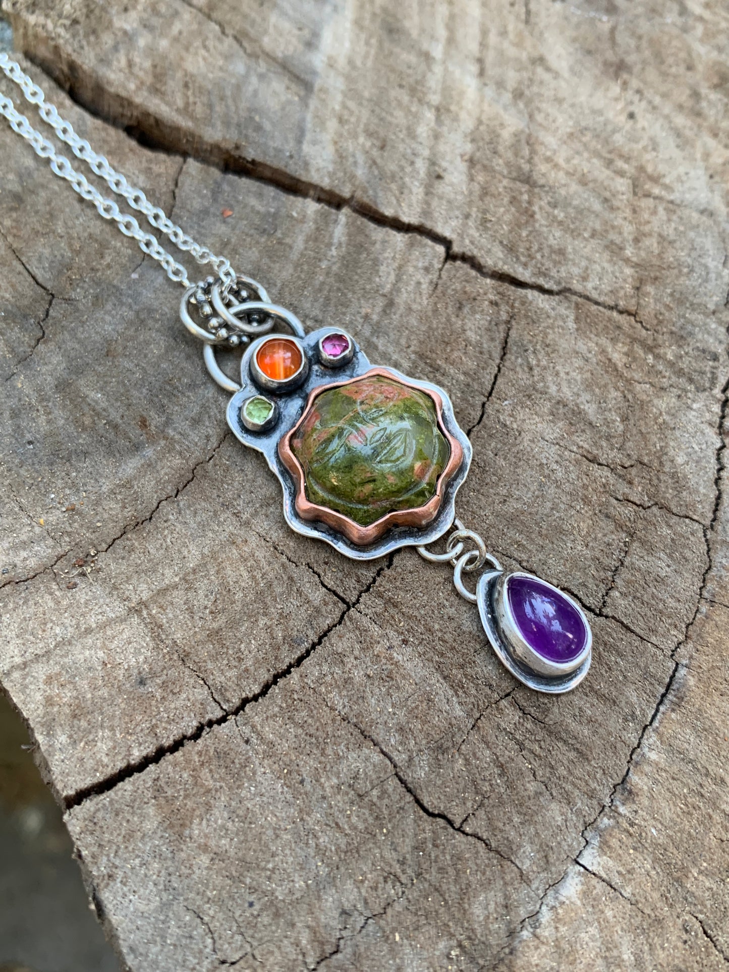 Unakite sun pendant
