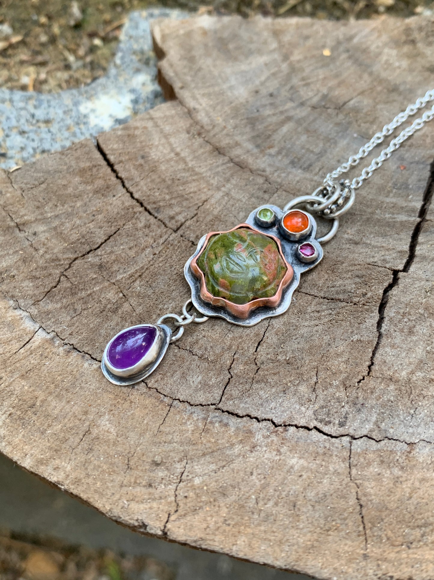 Unakite sun pendant