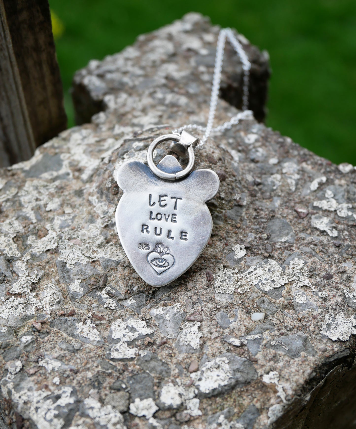 Let love rule turquoise pendant