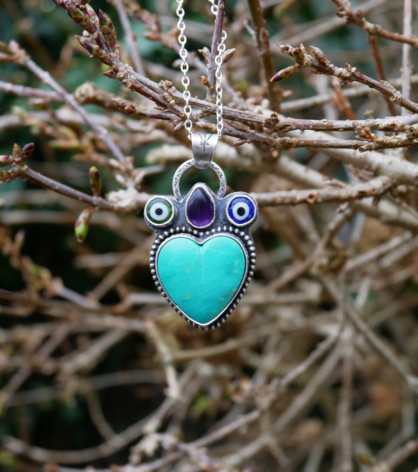 Let love rule turquoise pendant