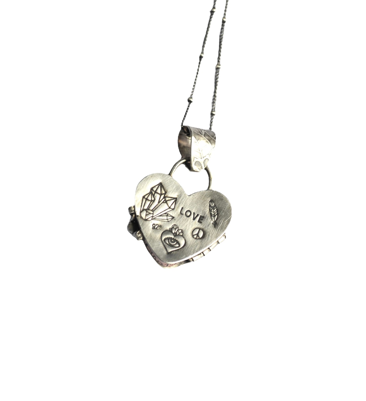 Heart Locket with Tourmaline and Opal