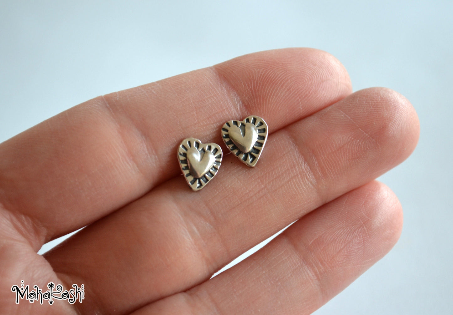 Heart stud earrings Handmade