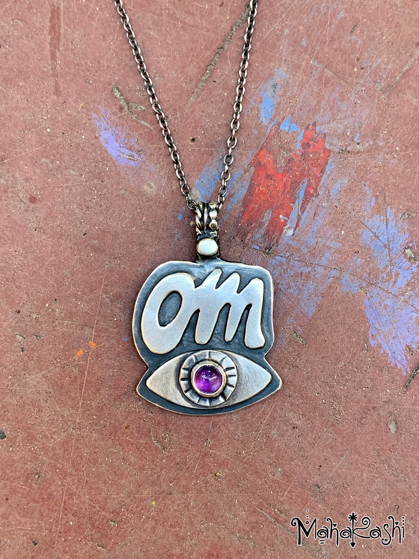 Om pendant with Amethyst,Third Eye and Om symbol