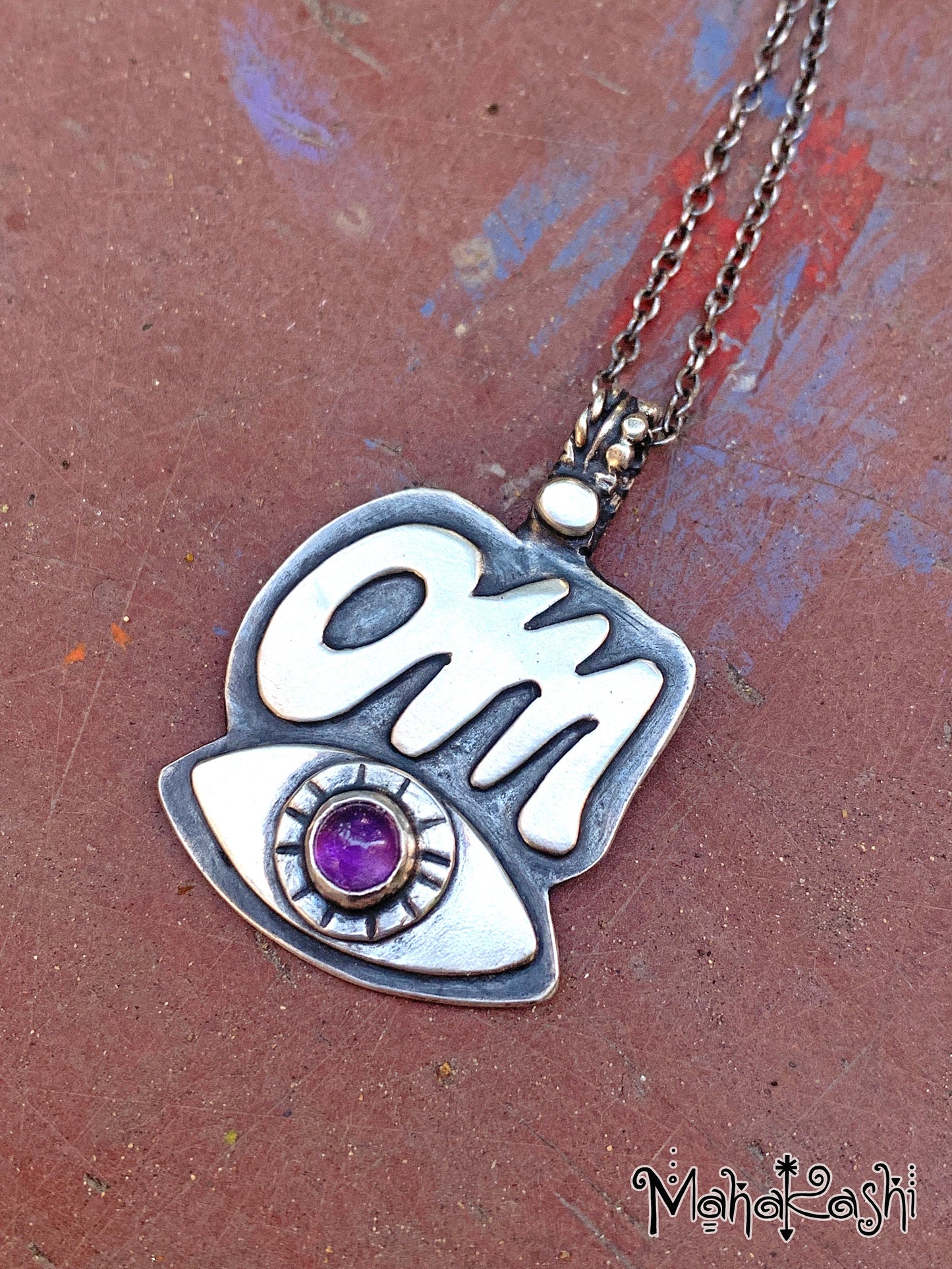 Om pendant with Amethyst,Third Eye and Om symbol