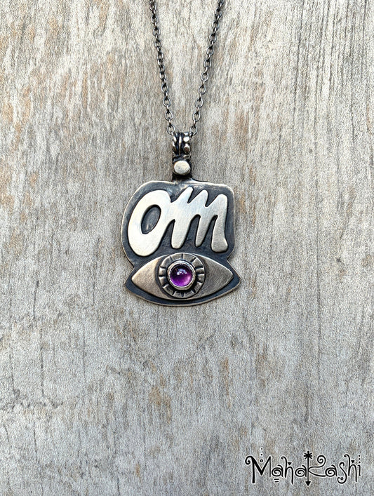 Om pendant with Amethyst,Third Eye and Om symbol