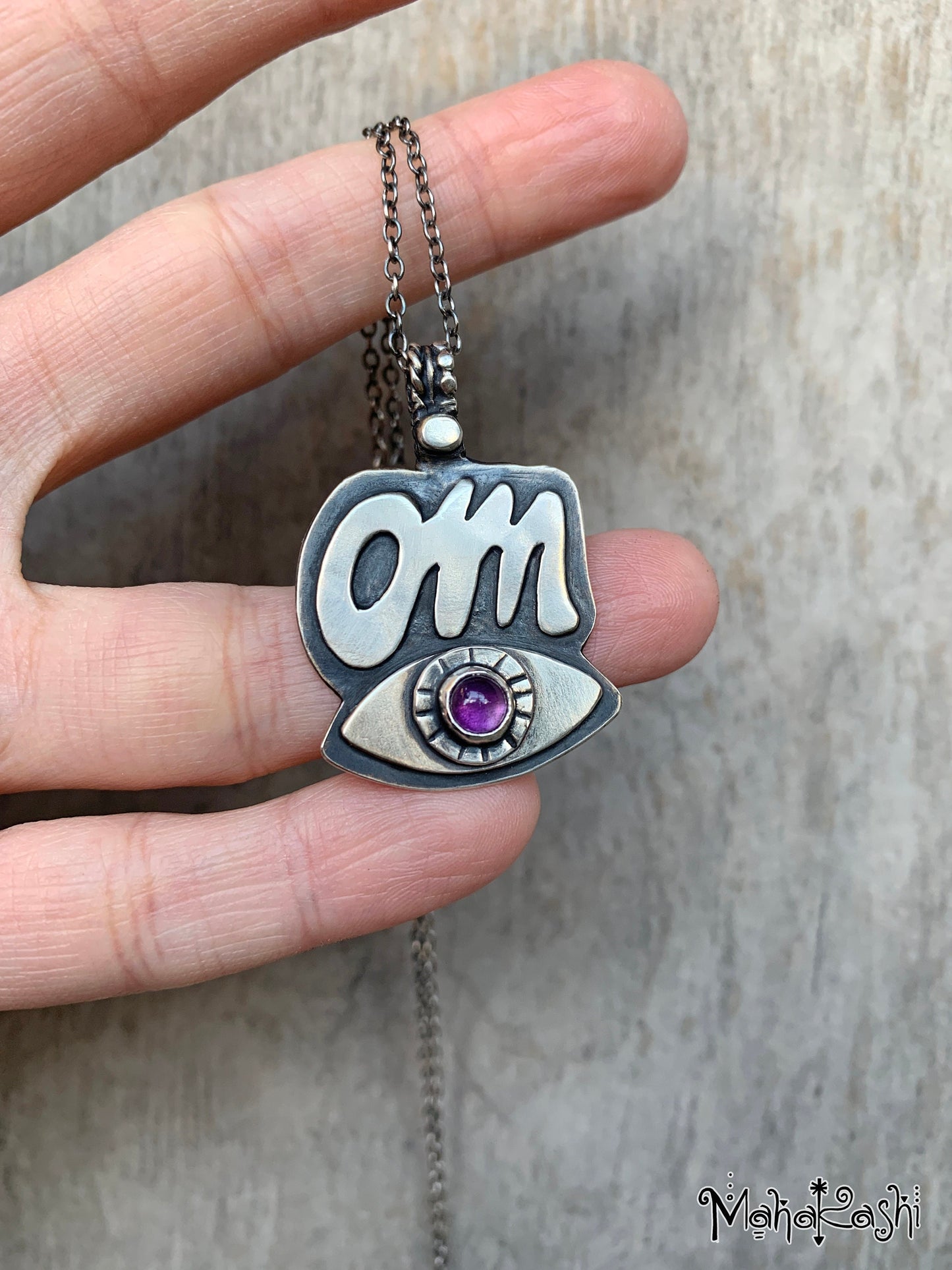Om pendant with Amethyst,Third Eye and Om symbol