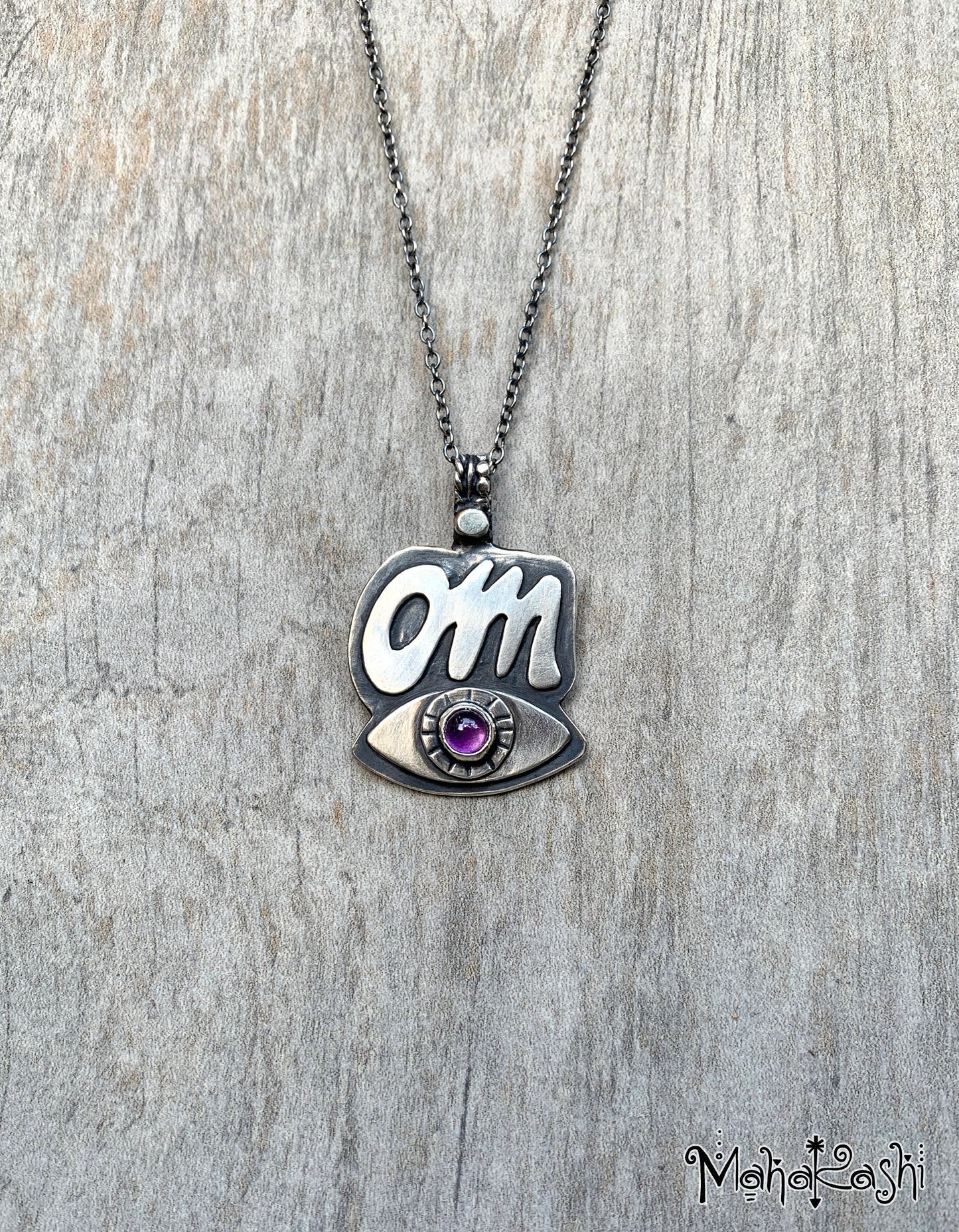 Om pendant with Amethyst,Third Eye and Om symbol
