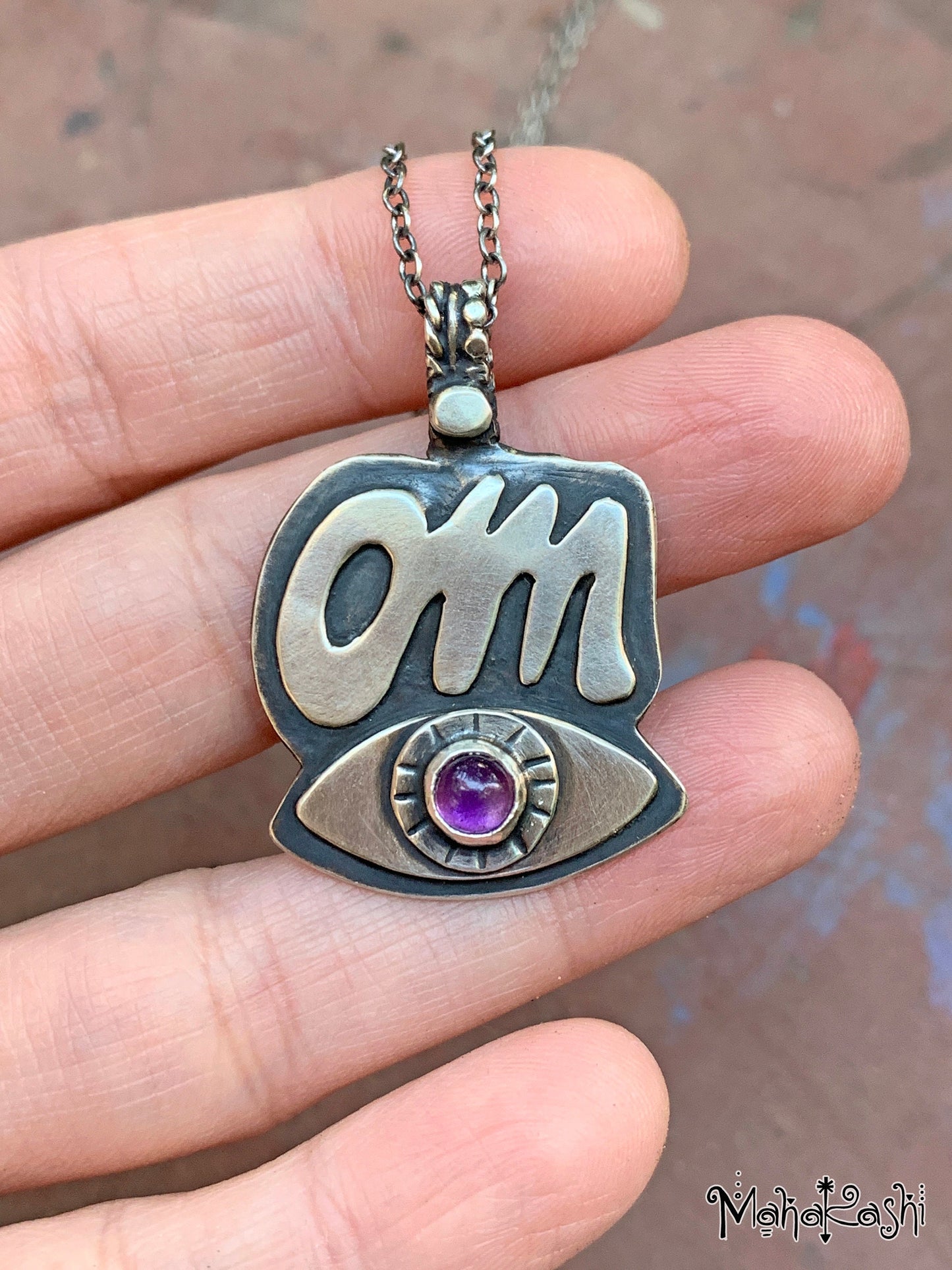 Om pendant with Amethyst,Third Eye and Om symbol