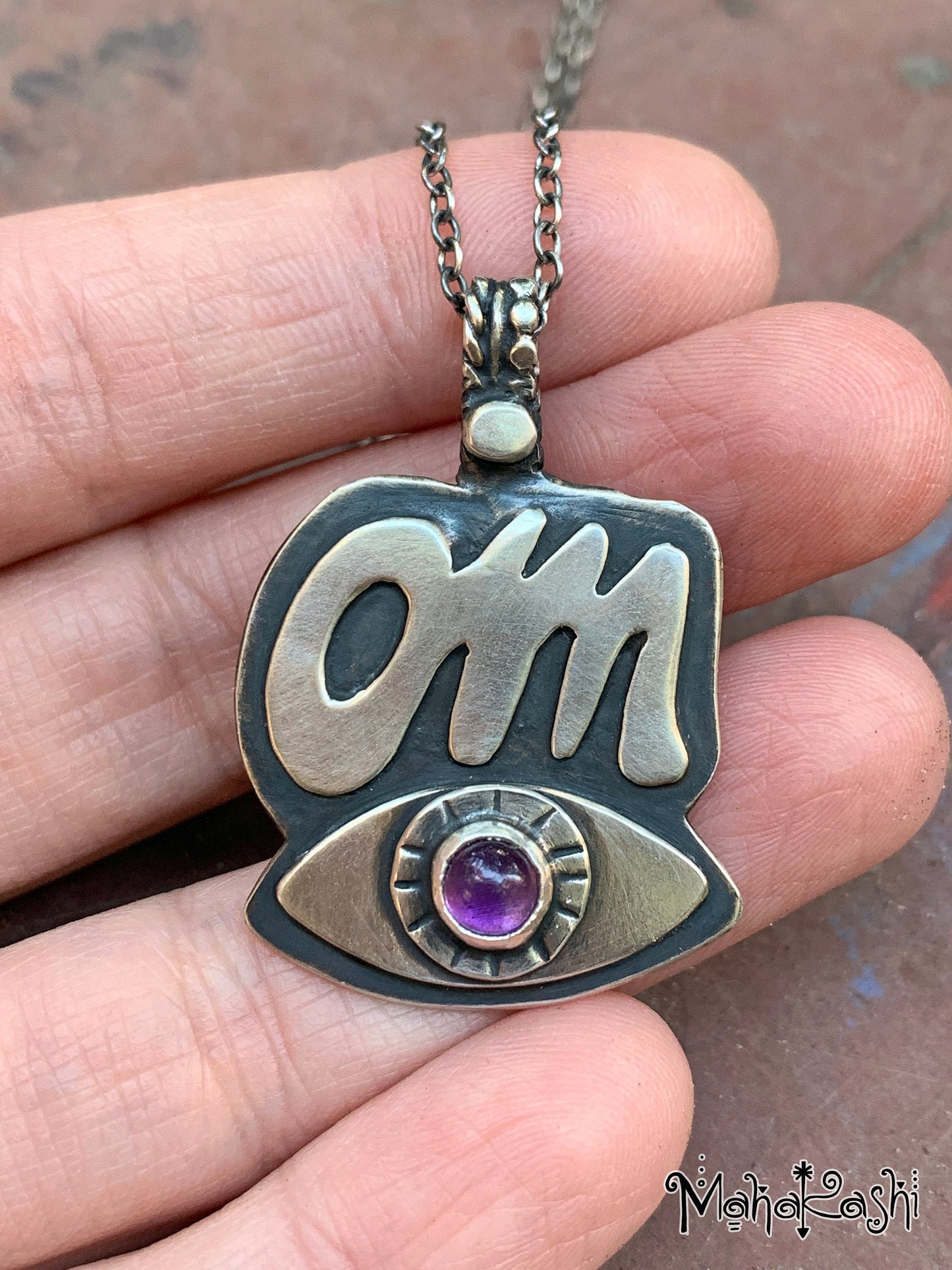 Om pendant with Amethyst,Third Eye and Om symbol