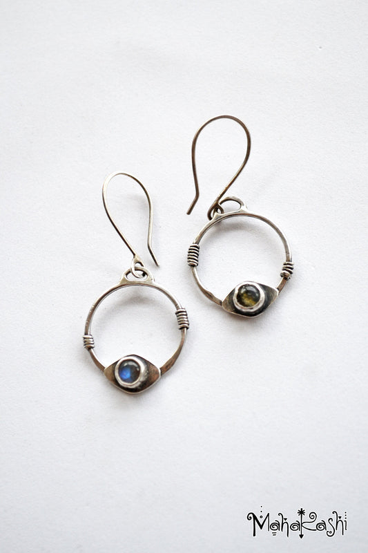 Dangle hoops with Labradorite