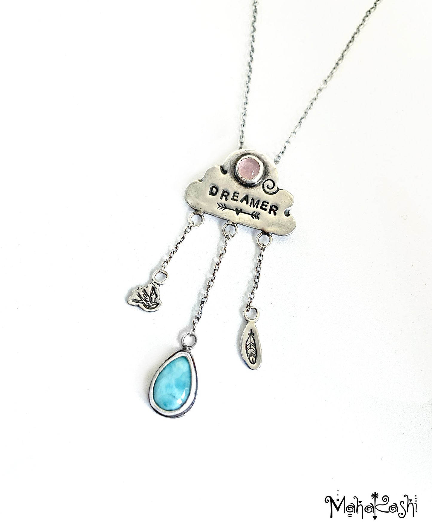 'Dreamer' pendant with Larimar and Chalcedony