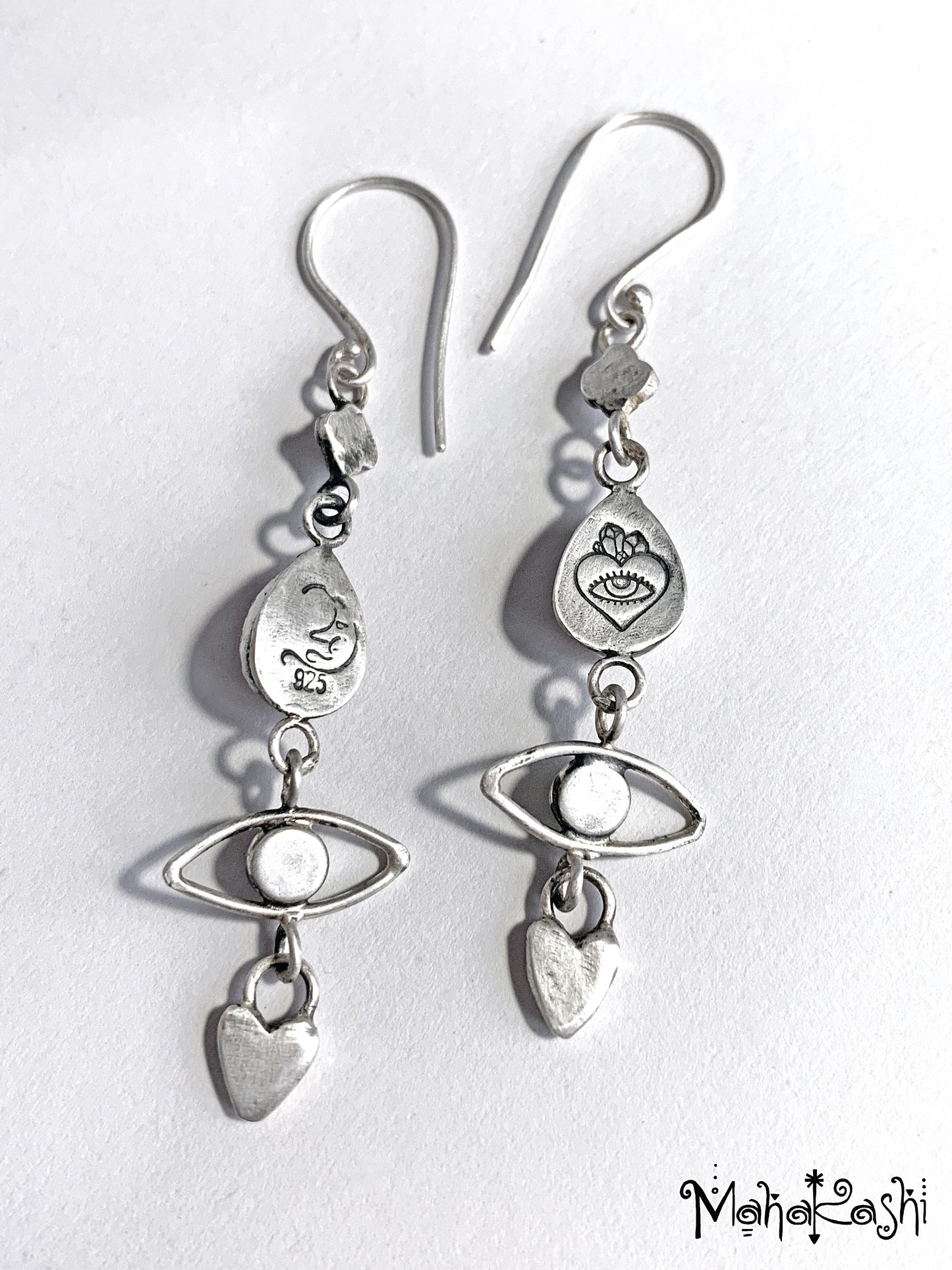 'Flower child' earrings with Rhodochrosite, Amethyst and Peridot