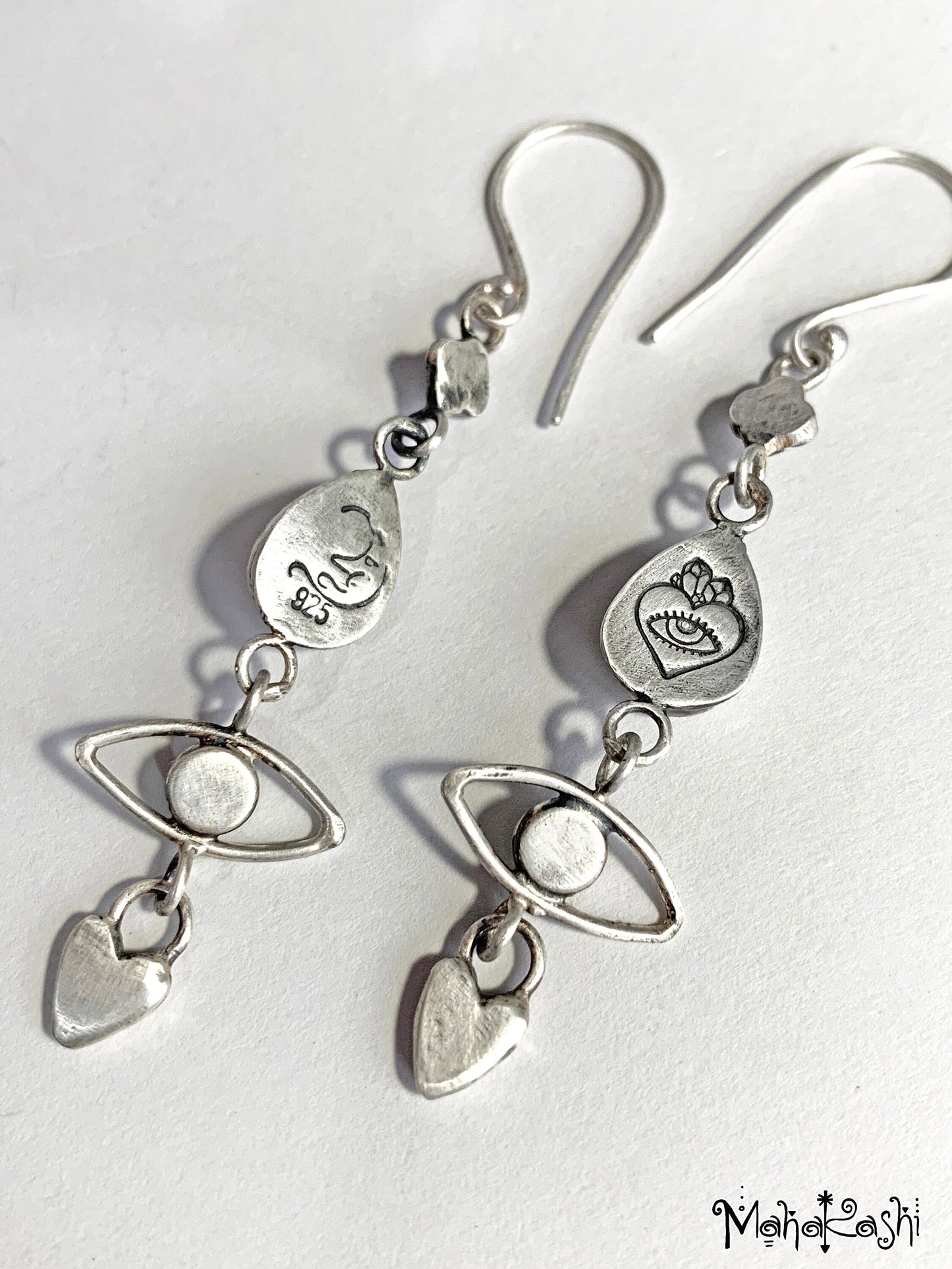 'Flower child' earrings with Rhodochrosite, Amethyst and Peridot