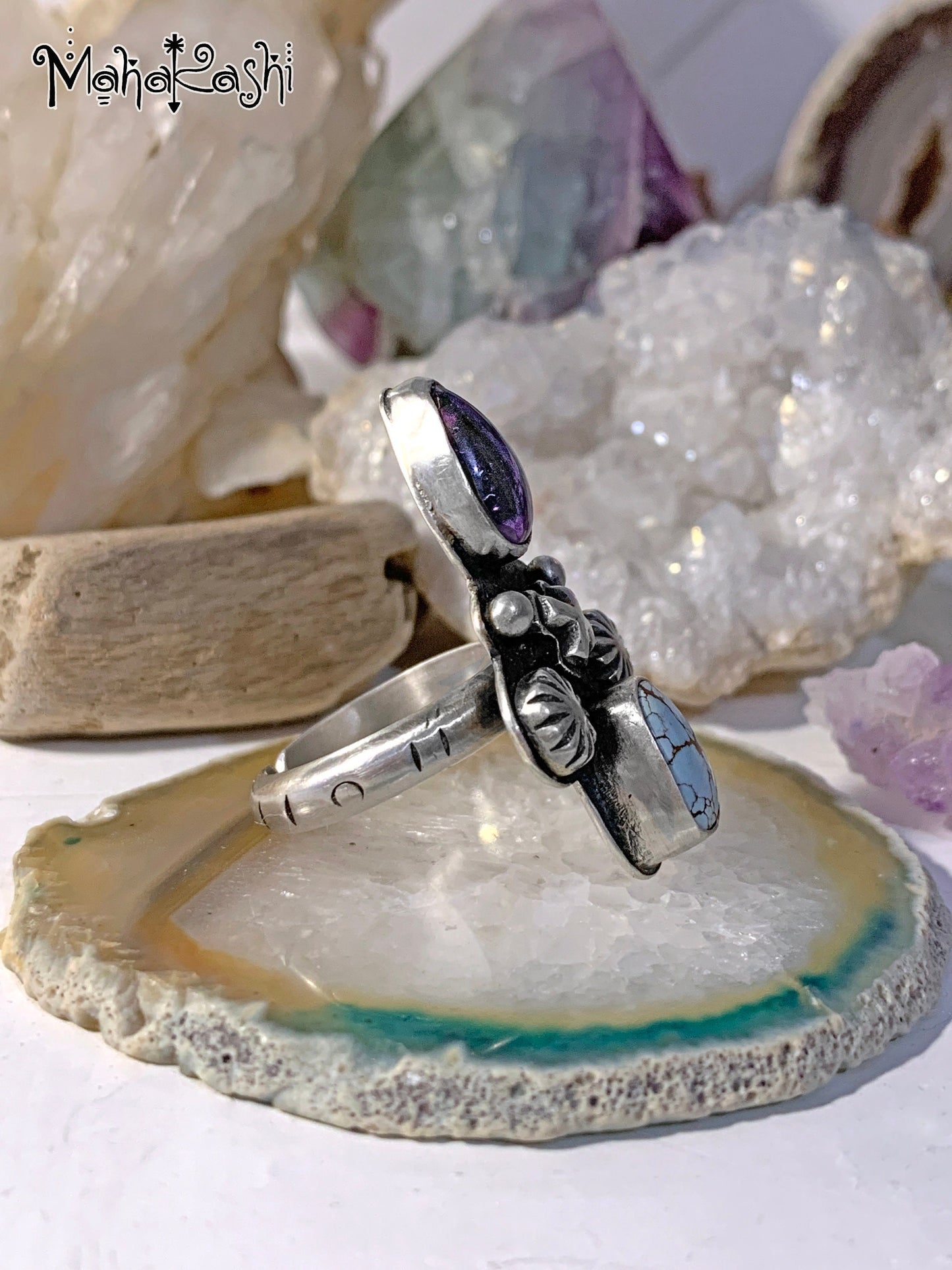 Navajo cross ring with Amethyst and Turquoise
