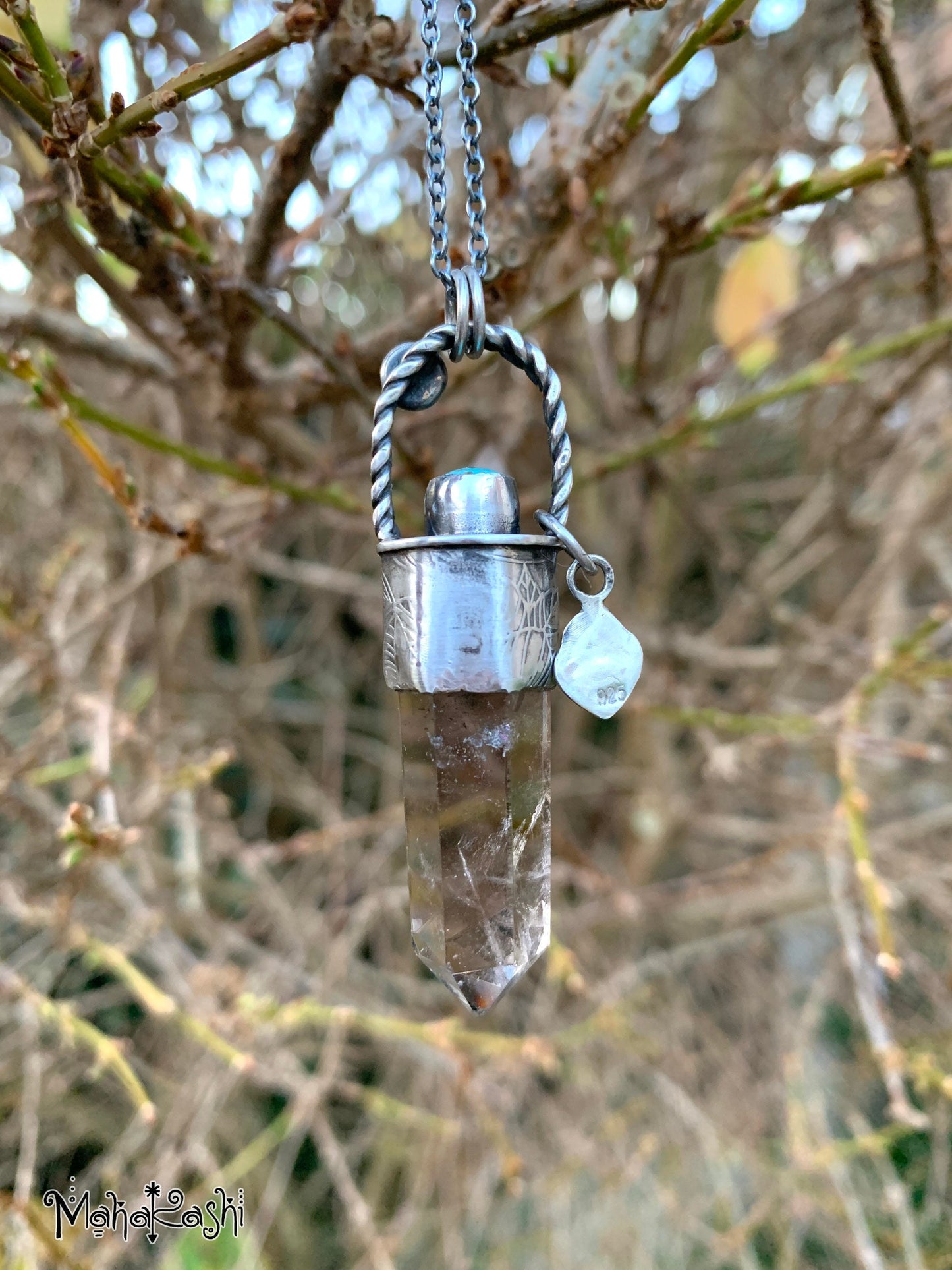 Smoky Quartz point, pink Tourmaline, Turquoise and Amethyst