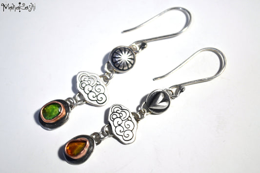 Cloud earrings with Tourmalines