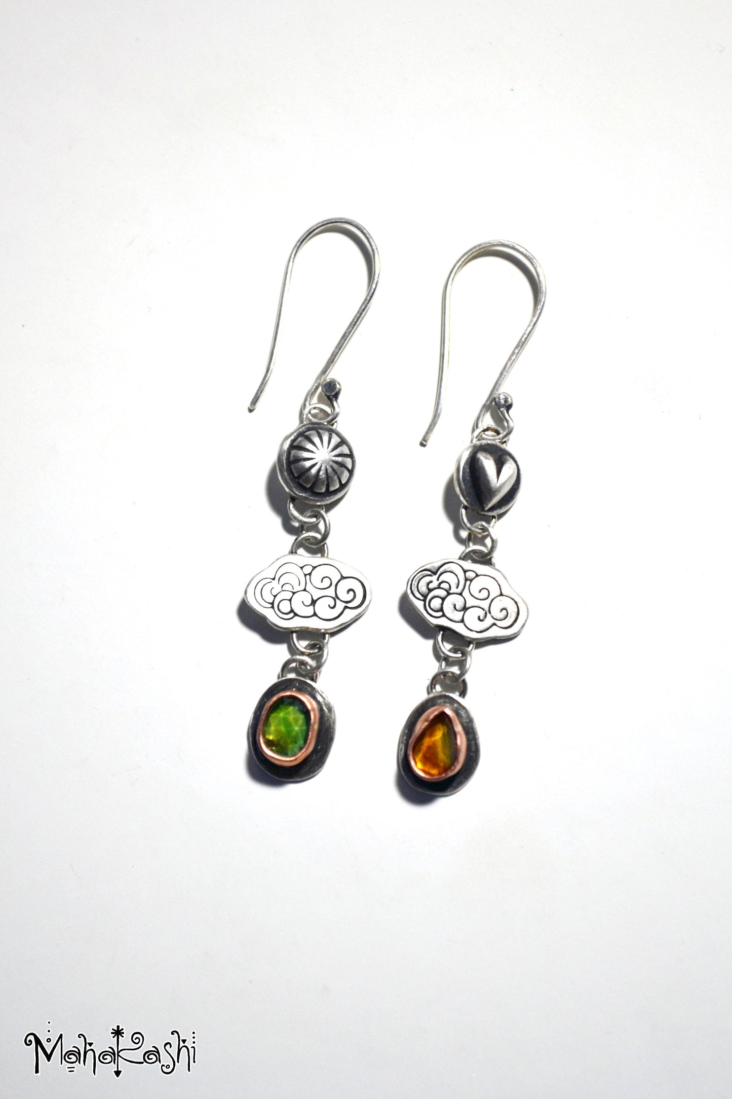 Cloud earrings with Tourmalines