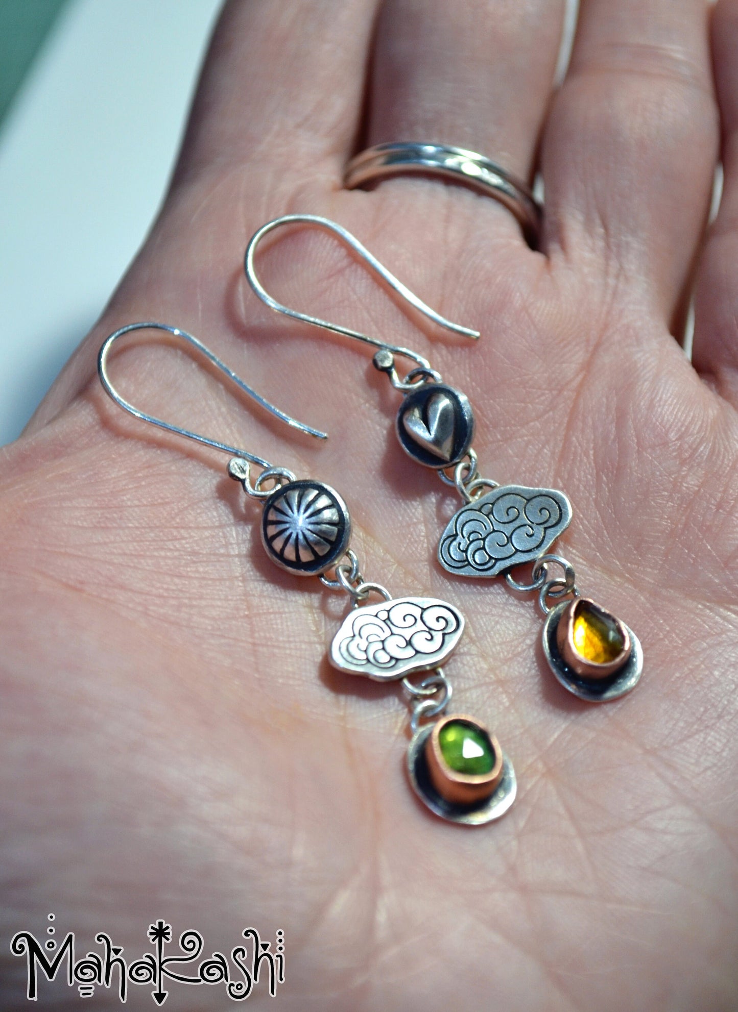 Cloud earrings with Tourmalines