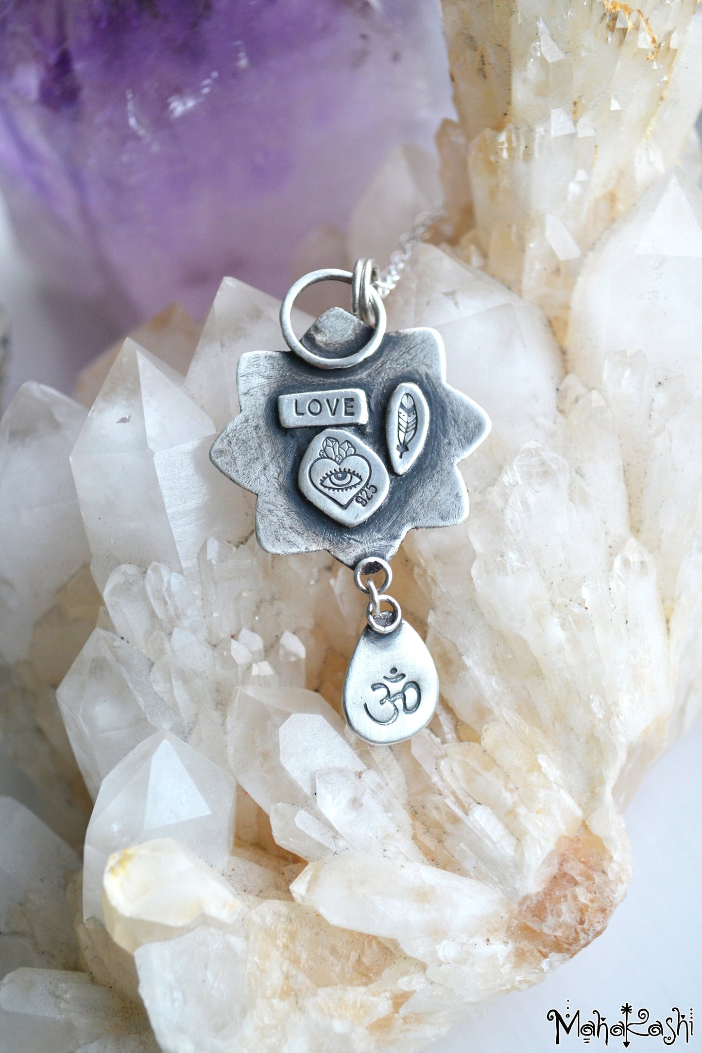 'Mandala' pendant with Amethyst and lavander Tourmaline