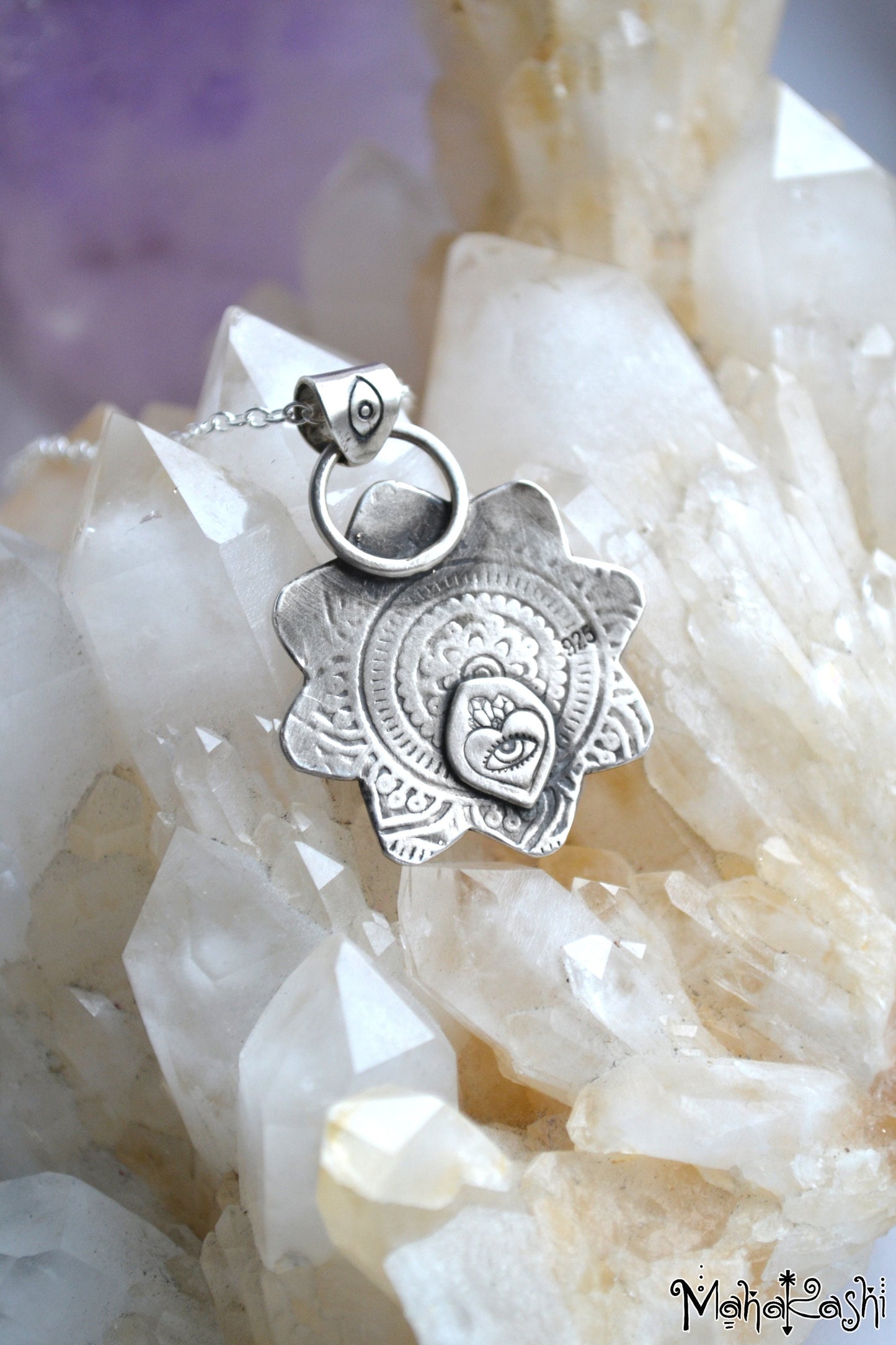 'Mandala' pendant with pink Sapphire