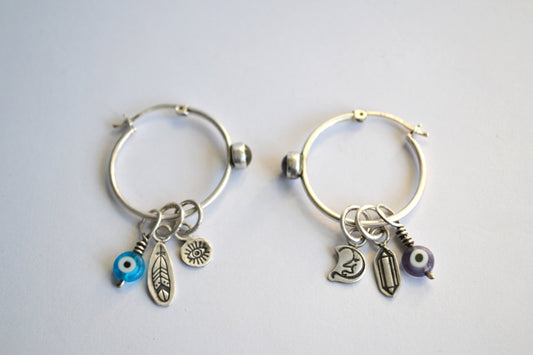 Charm hoops with Amethyst and Labradorite