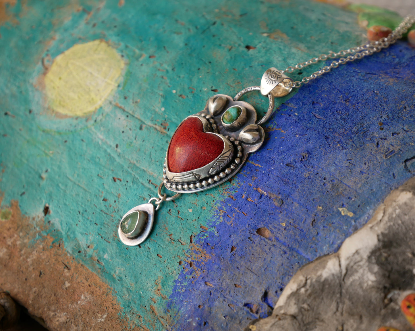 Reserved for Pia Coral heart pendant