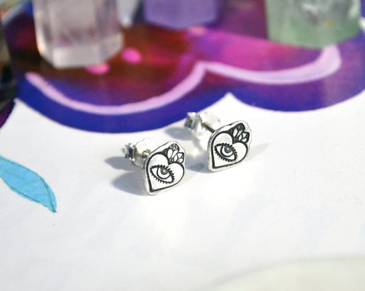 RESERVED Heart and eye studs