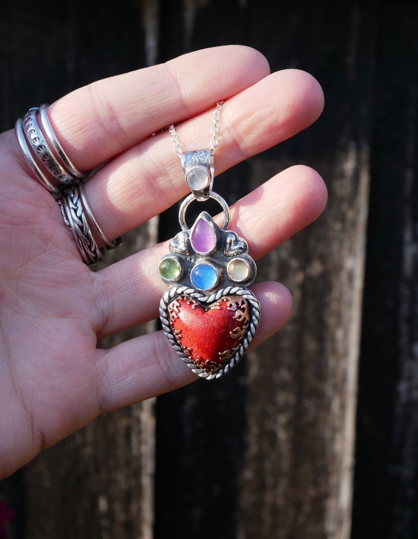 Flaming heart pendant