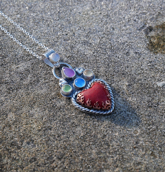 Flaming heart pendant