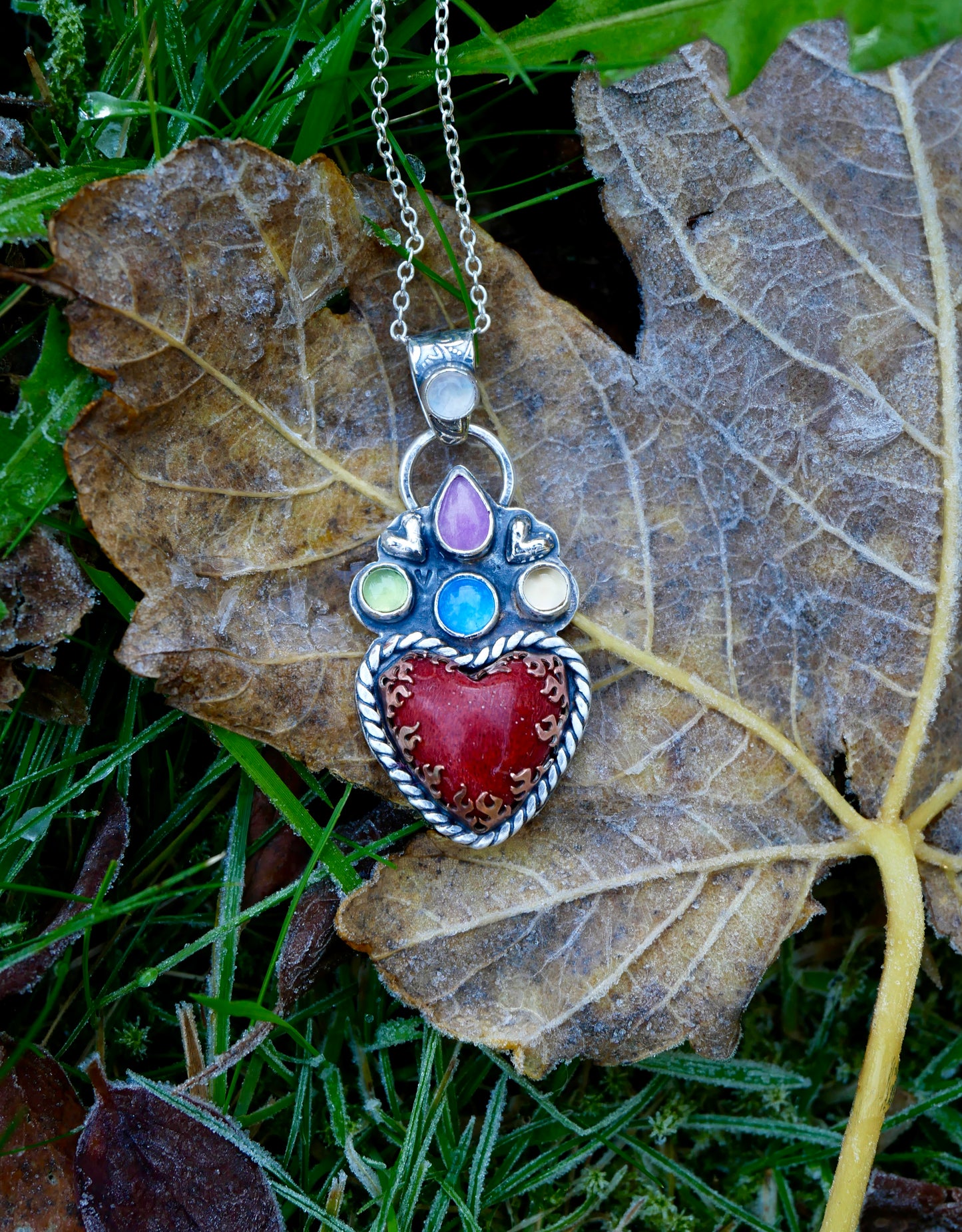 Flaming heart pendant