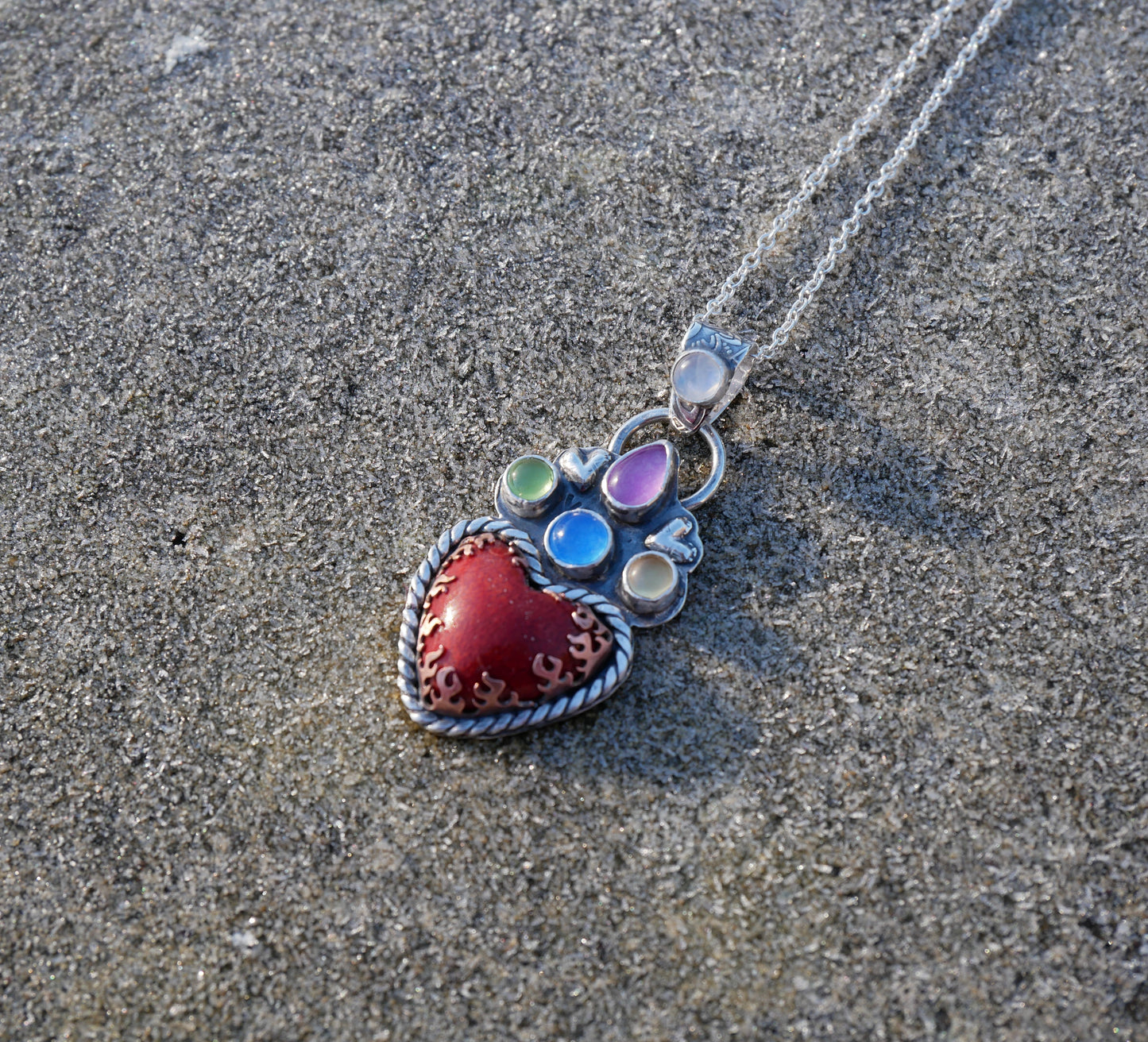 Flaming heart pendant