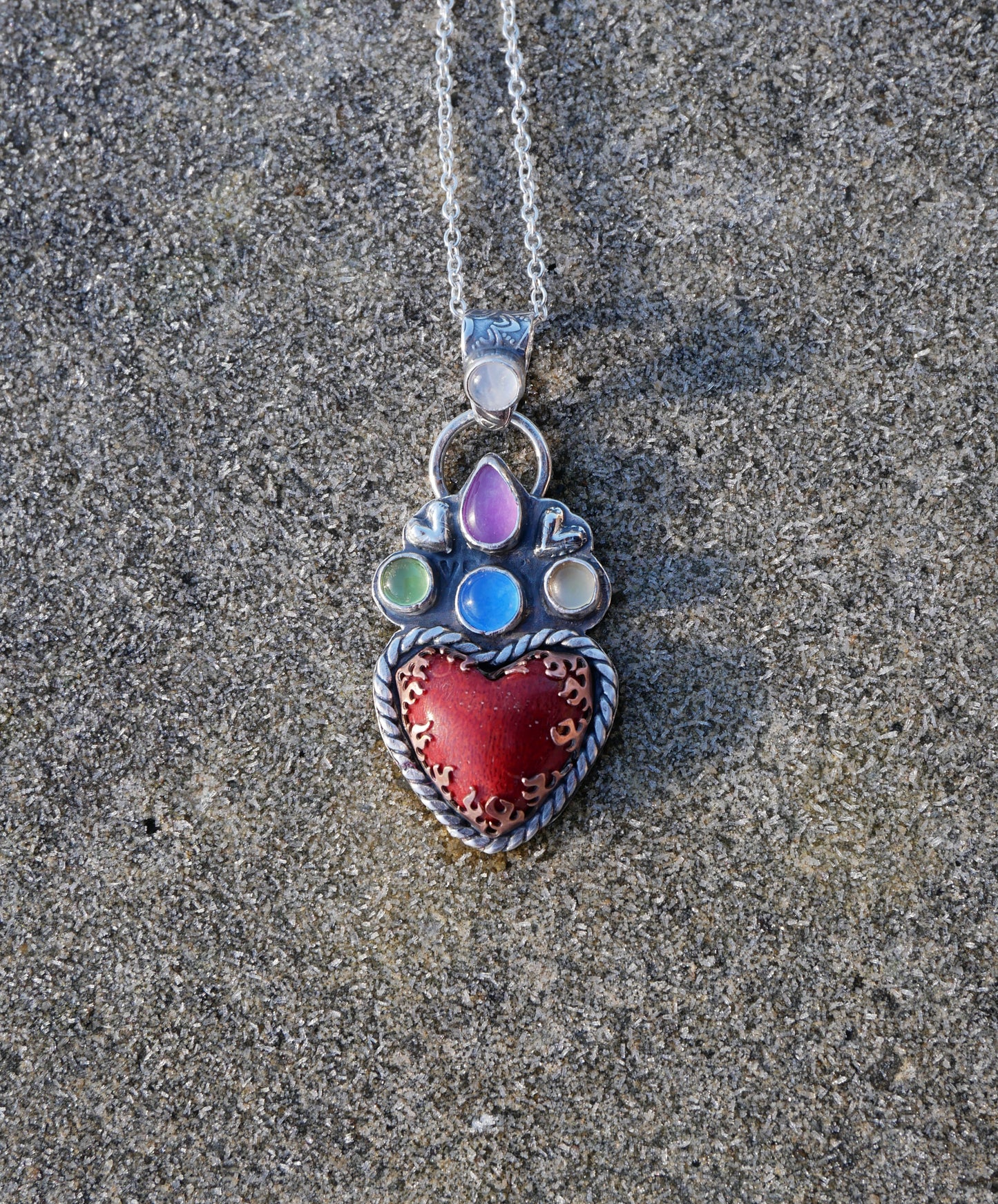 Flaming heart pendant