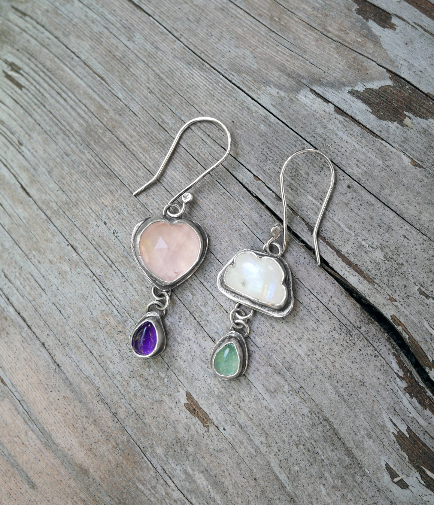 Heart and cloud earrings