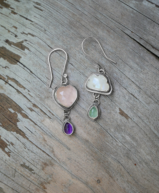 Heart and cloud earrings