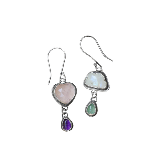 Heart and cloud earrings