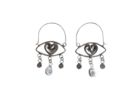 Eye heart hoops with Amethyst