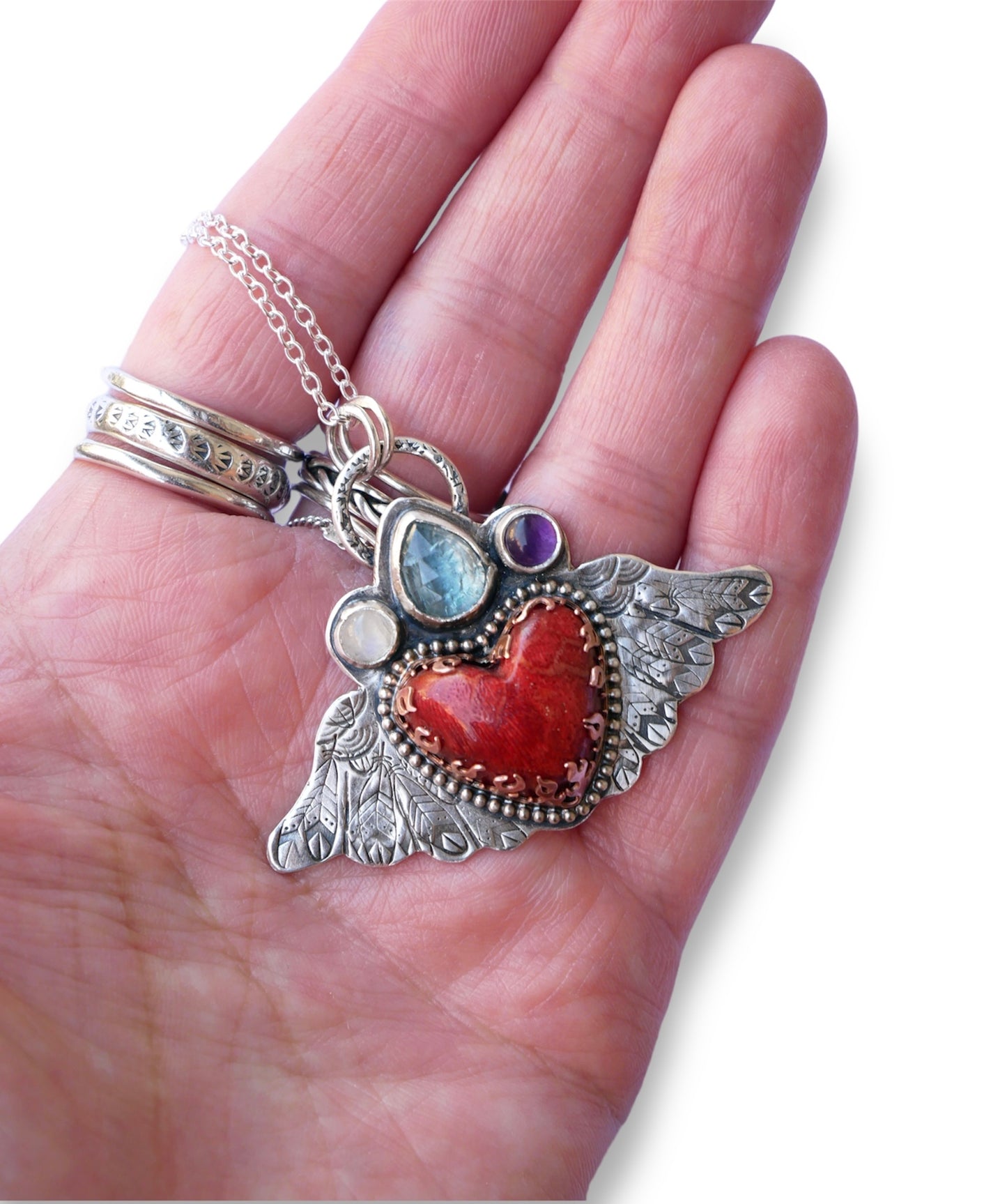 Winged heart pendant